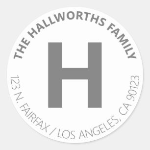 Fette moderne weiße und graue Rücksendeadresse Runder Aufkleber