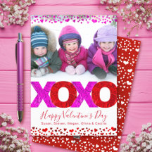 Fette moderne XOXO Valentinstag-Foto-Herzen
