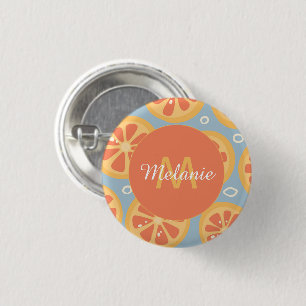 Fette moderne Zitrus Orangenscheiben Personalisier Button