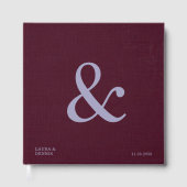Fette Monogramm Dunkelrote Leinenstoff-Optik Hochz Gästebuch (Vorderseite)