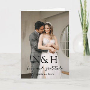 Fette Monogramm-Foto-Moderne Hochzeit Dankeskarte