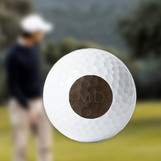 Fette Monogramm-Initialen im vintage braunen Leder Golfball