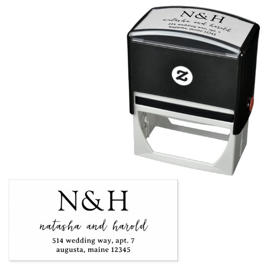 Fette Monogramm-Moderne Hochzeit Permastempel (Beispiel)