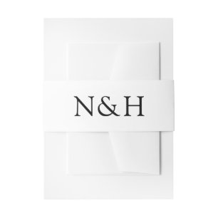 Fette Monogramm Schwarz-Weiß Moderne Hochzeit Einladungsbanderole