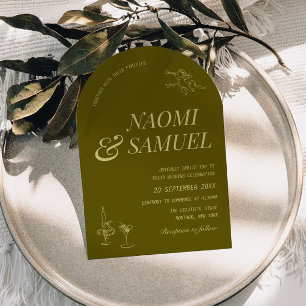 Fette Namen Arch Olivegrün Hochzeit Einladung