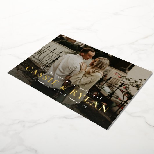 Fette Namen einfach ein Foto Save the Date Folieneinladung (Gedreht)