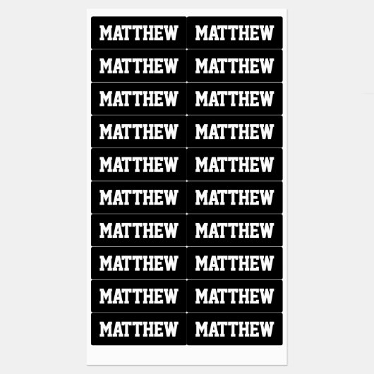 Fette Namen Schwarz & Weiß wasserdichte Labels Etiketten (Blatt)