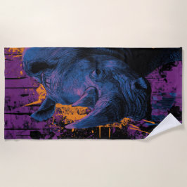 Fette Nashorn-Urban-Pop-Art-Illustration Strandtuch