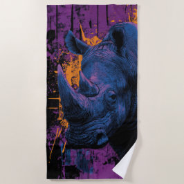 Fette Nashorn-Urban-Pop-Art-Illustration Strandtuch