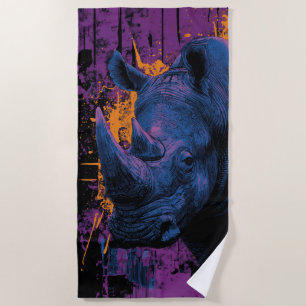 Fette Nashorn-Urban-Pop-Art-Illustration Strandtuch