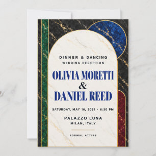 Fette Navy-Burgunder-Marmor-Hochzeitsempfangs-Einl Einladung