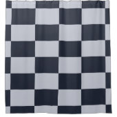 Fette Navy und Grauscheckige Rechtecke Duschvorhang (Vorderseite)