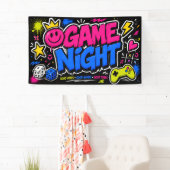 Fette Neon-Graffiti-Game-Night-Party-Flagge Banner (Insitu)