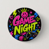 Fette Neon-Graffiti-Game-Night-Party-Taste Button (Vorderseite)
