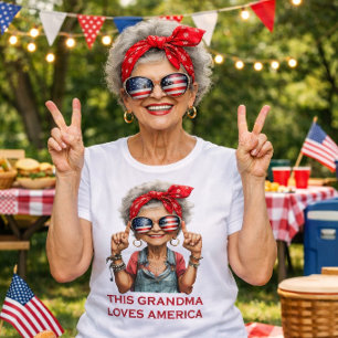 Fette Oma mit patriotischem Design – Lustiges Retr Tri-Blend Shirt