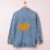 Fette Orange FIRE Flame-Typografie-Denimjacke Jeansjacke (Hangar)