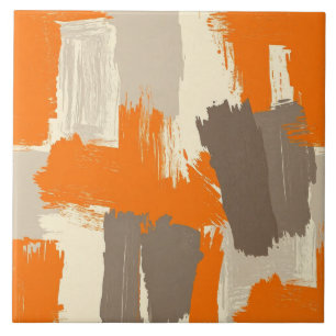 Fette orange Kunsthandstrich-Abstraktion Fliese