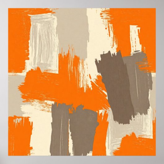 Fette orange Kunsthandstrich-Abstraktion  Poster (Vorne)