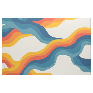 Fette orangeblaue wellige Streifen Retro Y2K Muste Stoff