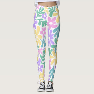 Fette Pastell-Retro-Blumenleggings Leggings