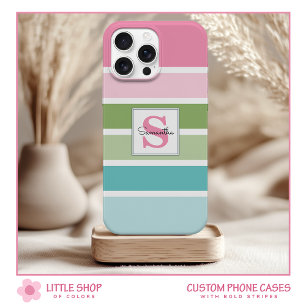 Fette Pastellstreifen Monogramm Case-Mate iPhone Hülle