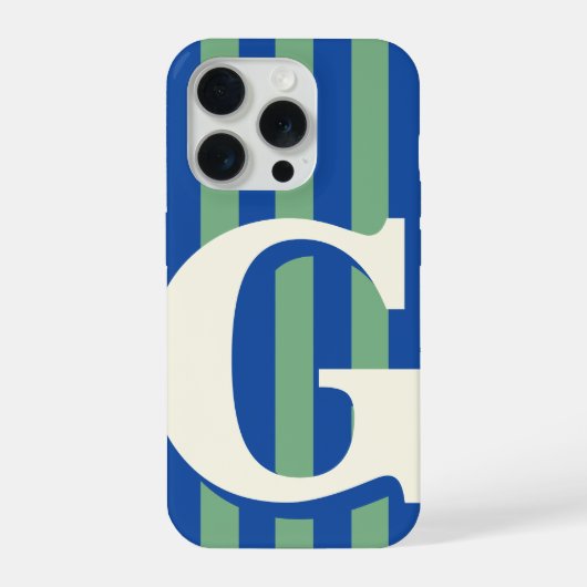 Fette personalisierte Initiale, blau und grün gest iPhone Hülle (Rückseite)
