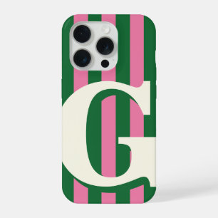 Fette personalisierte Initiale, grün und rosa gest iPhone 15 Pro Hülle