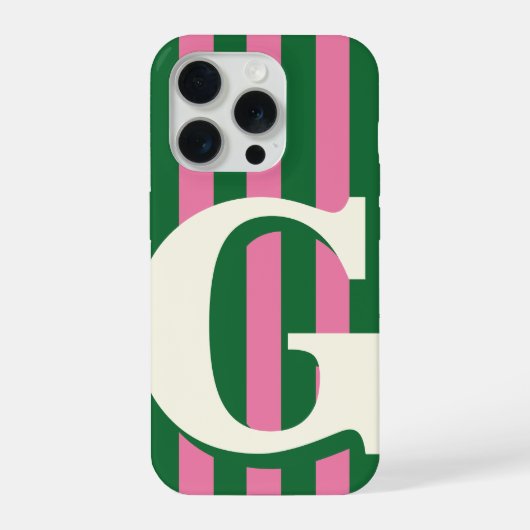 Fette personalisierte Initiale, grün und rosa gest iPhone Hülle (Rückseite)