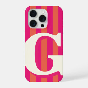 Fette personalisierte Initiale, rosa und orange St iPhone 15 Pro Hülle