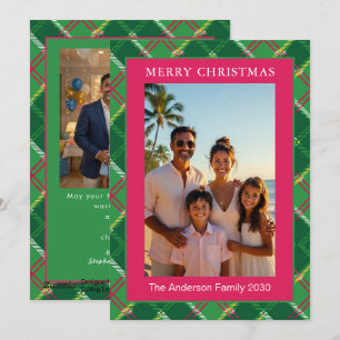 Fette Pink & Grün Karierte Frohe Weihnachten Foto