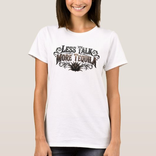 Fette Pink LESS TALK MORE TEQUILA Slogan T-Shirt (Vorderseite)