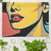 Fette Pop-Art-Frau definiert Geschirrtuch (Gefaltet)