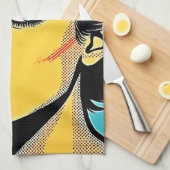 Fette Pop-Art-Frau definiert Geschirrtuch (Viertel Falte)