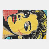 Fette Pop-Art-Frau definiert Geschirrtuch (Horizontal)
