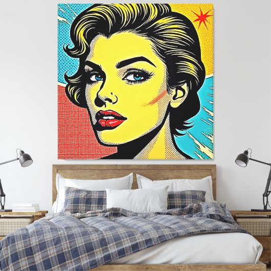 Fette Pop-Art-Frau definiert Leinwanddruck (Insitu (Schlafzimmer))