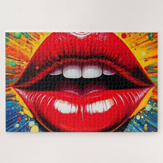 Fette Pop-Art-Lippen Leinwand Puzzle (Horizontal)