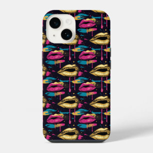 Fette Pop-Art-Lippen mit lebendigen Tropfen iPhone 14 Hülle