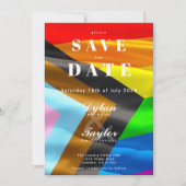 Fette Pride-Flag-Typografie Hochzeit Save-the-Date (Vorderseite)