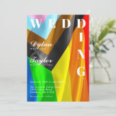 Fette Pride-Flag-Typografie LGBTQ-Hochzeit Einladung (Stehend Vorderseite)