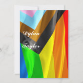 Fette Pride-Flag-Typografie LGBTQ-Hochzeit Einladung (Rückseite)