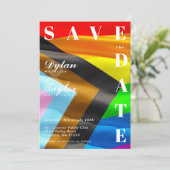 Fette Pride-Flag-Typografie LGBTQ Save-the-Date-Ka (Stehend Vorderseite)