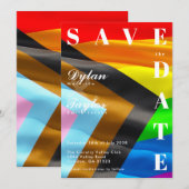 Fette Pride-Flag-Typografie LGBTQ Save-the-Date-Ka (Vorne/Hinten)