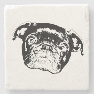 Fette Pug-Linien-Untersetzer Steinuntersetzer