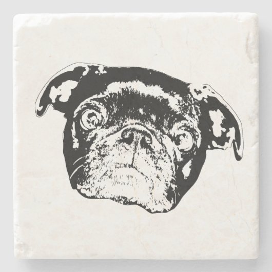 Fette Pug-Linien-Untersetzer Steinuntersetzer (Vorderseite)