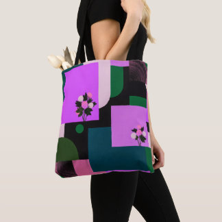 Fette purpurfarbene botanische Geometrie Tasche