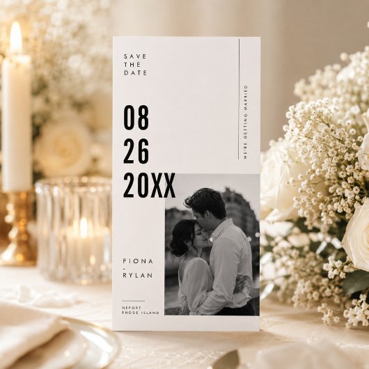 Fette redaktionelle Hochzeit Save The Date Foto 