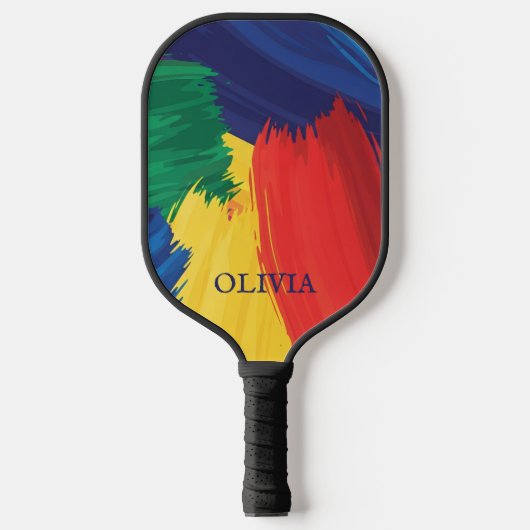 Fette Regenbogen-Pinselstriche Pickleball Schläger (Vorderseite)