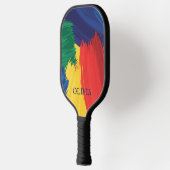 Fette Regenbogen-Pinselstriche Pickleball Schläger (Links)