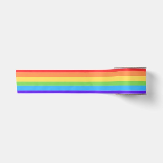 Fette Regenbogenstreifen Satinband (Vorderseite)