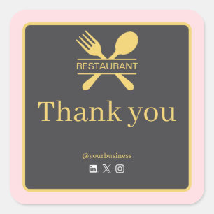 Fette Restaurant-Dankeschön-Aufkleber Quadratischer Aufkleber
